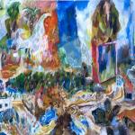 All-encompassing composition, 2009, Oil and spraypaint on canvas, 145 x 230 cm 