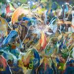 Myth Lab, 2009, Oil and spraypaint on canvas, 145 x 230 cm 