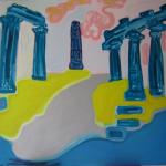Deep in the sea she dove <br />oil on linen <br />137 x 148 cm 