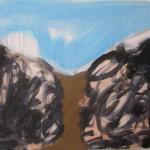 'Blue sky/gold river'<br />2010<br />oil on linen<br />38 x 45