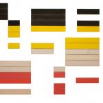 Arrangement in black, yellow, pink and white <br />2007<br />oil on canvas (sizes variable) <br />200 x 225 cm