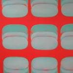 Orange with green pods     2009<br />oil on canvas<br />150 x 150cm   