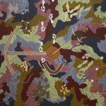 Clifford Possum<br />Love Story at Ngarlu, 1991,<br />Acrylic on Belgian linen,<br />122 x 152.5cm