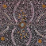 Kaapa Tjampitjinpa<br />Bush Orange Dreaming 1974,<br />Synthetic polymer  on white cotton canvas<br />80 x 125cm