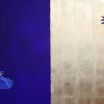 Chirriger and Fire #9 2011<br />Gold leaf and acrylic on canvas<br />120 x 180cm 