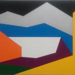 JOHN NIXON<br />Alpine Landscape Translation 11<br />(Naturalism-Abstraction) (After H. Gleisner) Colour Group E (Random) 2008<br />enamel on canvas 45 x 60cm